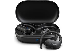 JLab JBuds Open Sport Kopfhörer – Kabellose Open-Ear Sportkopfhörer mit Ohrbügeln, 26 Std. Laufzeit, Bluetooth-Kopfhörer für Läufer und Jogger, IP55 Schweißresistent, Bluetooth Multipoint, Schwarz