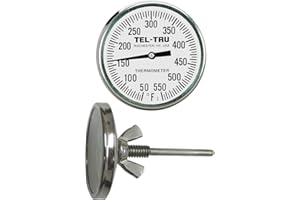 Tel-Tru BQ225 Barbecue Pit Thermometer, 5.1cm dial and 2-1.3cm stem