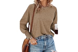 DUOEASE Camiseta Manga Larga Mujer Cuello de Barco Manga Murciélago Blusas Mujer Casual Sweater Otoño