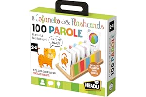 HEADU - Il Cofanetto delle Flashcards 100 parole - La Più Ricca Raccolta di Flashcards Per Imparare le Prime Parole | Con App Interattiva, Gioco Educativo 2 3 4 Anni, Idea Regalo, Made in Italy