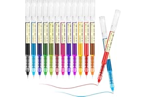 Gelanty Rollerball Pens, 12 Colorful Gel Pens for Writing, Liquid Ink Pens Quick-Drying Ballpoint Gel Pen for Home, School, Office