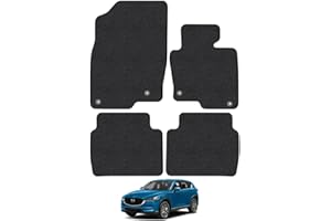 CAR MAT CO Mazda CX5 (2017+) Car Mats Accessories Tailored Fit Carpet Floor Mats Non Slip Black Trim Full Coverage Compatible Accessory Front Rear Set Anti Slip Granulated Backing Hand-Finished Clips