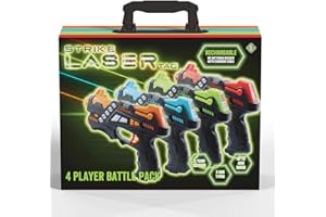 Strike Laser Tag Rechargeable Guns Set - Infrared 4 Multi-Player Pack & Deluxe Carry Case - Laser Tag Game For Kids