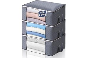 MIXC Sacs de rangement pour vêtements avec fermetures éclair : lot de 3 sacs de rangement de vêtements de capacité 50 L organisateur imperméable de rangement sous le lit boîte