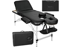 tectake® Massageliege 3 Zonen, Massagetisch, Massageliege klappbar, höhenverstellbare Aluminium Massageliege, Massagebett tra