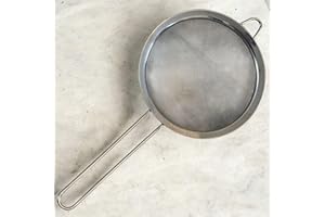 AHASON'S Fine Mesh Strainer Sive | Marine-Grade Stainless Steel 201ss | Fine Mesh Sieve with Long Handle | Temperature-Proof | No Sharp Edges | Anti-Corrosive | Bend-Proof Handle | Size 12cm