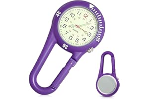 WUIOWPPIC Clip On Carabiner Watch Pocket FOB Watches Luminous Nurses Fob Watch Dial Quartz Watch Paramedic Accessorie Portable Carabiner Watches for Nurse Doctor Outdoor Workers, Unisex