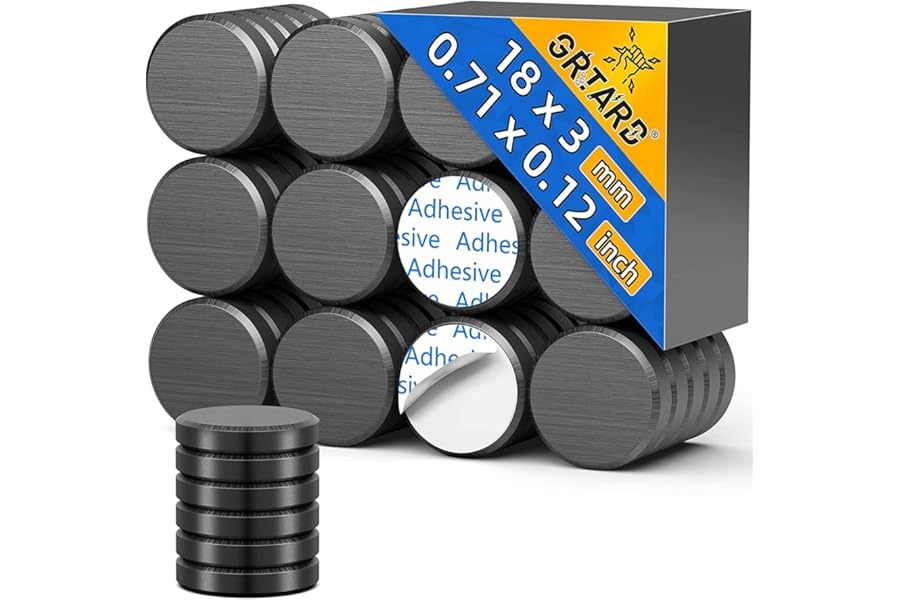 Grtard 20 Pack Ceramic Magnets for Crafts, Small Round Disc Crafts Magnets with Adhesive Backing, Flat Circle Ferrite Industrial Magnet for Craft, DIY, Science, Hobbies, Project, 0.71inch x 0.12inch