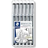 Staedtler 308 SB6P Pigment Liner Fineliner Technical Drawing Pens Assorted Line Width - Set of 6