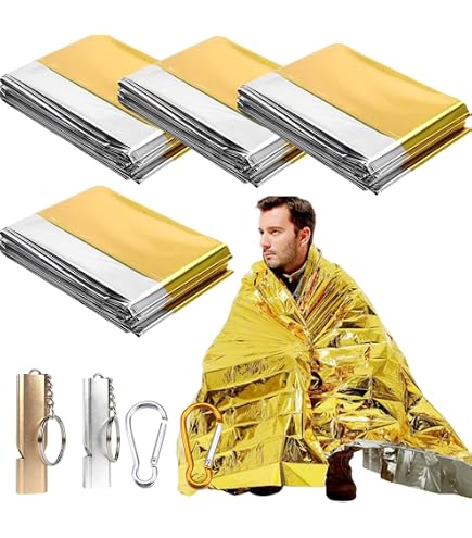 FRANYMAR Couverture De Survie Isothermique Or/Argent 210x160 Cm – Protection Froid, Chaleur, Vent – Compacte Et Légère Pour Randonnée, Camping, Urgence