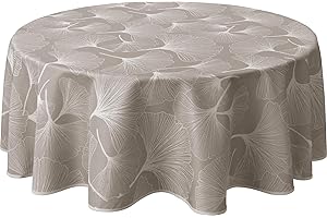 Le linge de Jules Nappe Anti-Taches Biloba Ficelle - Ronde 160 cm, ['Blanc']