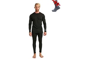 Merino.tech 100% Merino Unterwäsche Herren Set - Leicht, Mittelgewicht, Thermounterwäsche Merinowolle, Langarm Shirt und Hose + Wandersocken aus Merinowolle