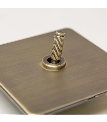 Vintage Brass Toggle Switch – 100-250V AC Gold Wall Light Switch With PC Flame-Retardant Panel & Red Copper Contacts, 86x86mm (1-Gang)