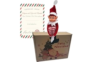 PELUCHILANDIA Elfos Traviesos Navidad con Certificado de Adopción en Caja Regalo Ideales para Niños | Duende Navidad Travieso para Jugar y Decorar | Elfa Traviesa y Elfo Navidad Muñeco divertido (PACK 1 ELFO CHICA)