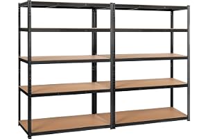 Yaheetech 2 x förvaringshylla med justerbara hyllor, hylla för tung last 180 x 240 x 60 cm, kan belastas upp till 175 kg per