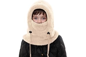 NMSLCNM Cagoule Unisexe Garcon Fille 3-10 Ans Bonnet Écharpe Enfant Hiver Chaud Epais Mignon Protection d'oreilles Écharpe Chapeau Cape Thermique Chapeau