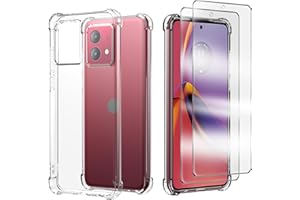 Anlxhj Etui na telefon komórkowy Moto G84, z 2 sztukami folii ochronnej, przezroczyste miękkie silikonowe etui ochronne TPU do Motorola Moto G84 5G, przezroczyste