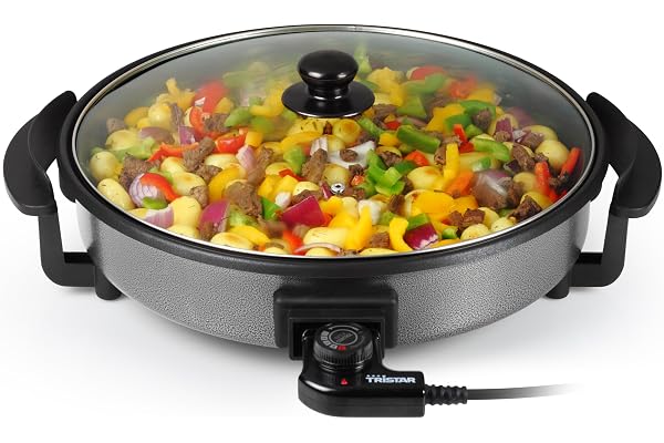 Tristar PZ-2964 multifunktionspanna/pizza- och grillpanna med 5 justerbara temperaturinställningar – 40 cm diameter – non-stick-belagd