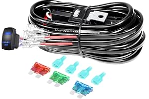 Willpower Câblage à Barres Lumineuses LED Faisceau de Fil avec 12V 18AWG 40A Relais et Interrupteur, 5 épingles, 2 Phares Peuvent être Connectés, Câble pour Rampe LED ATV Camion Tout-Terrain Voiture