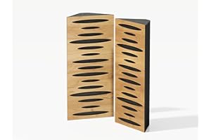 UA ACOUSTICS Paquete de 2 trampas acústicas estrechas para graves | Difusión - Reflección - Insonorización | Tamaño: 23 x 50 cm | Placas perforadas de color: (roble, pulso mini)