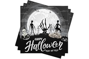 BUSCANDO Servietten Halloween Tischdeko 40Stück Halloween Party Deko Accessorries 33x33cm Servietten Schwarz Rosa Happy Halloween Napkins Halloween Papierservietten
