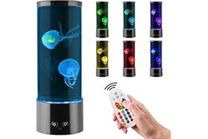 kieyeeno Lampe de Méduse a Lave 16 Effets, Mood Lampe Aquarium Réservoir avec Télécommande, Veilleuse USB Bureau Rond Lampe d'humeur Décoration Jouet pour Cadeau Noël Anniversaire et Décoration