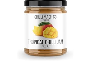 CHILLI MASH CO. Tropical Chilli Jam 190g - Chilli Mash Co - Sweet and Medium Spicy Jam Made with Mango, Pineapple, Papaya and Lemon Drop Chillies
