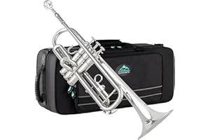 EASTROCK Trompette en Sib pour Débutant et Étudiant - Standard en Laiton avec Étui, Gants, Embouchure 7C (Argent)