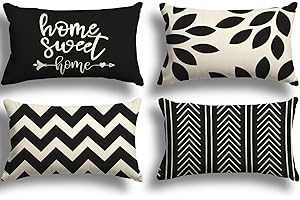 ZWJD Housse Coussin 30x50 Lot de 4 Décoratif Canapé Taie d'oreiller Decoration Canapé Housses Coussin en Lin d'extérieur Taie Oreiller Décoration pour Chambre, canapé, Chaise, Lit,Jardin 30x50cm