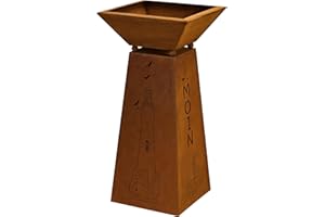 Rostikal Moin Colonne de fleurs avec bac 72 cm - Décoration de jardin - Phare maritime - Rouille