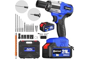 Yiyai 3 en 1 Clé à Chocs Sans Fil Brushless, 21V Boulonneuse a Choc Electrique, 550N.M Batterie 2*4000mAh, 3400RPM Multifonctionnelle Visseuse à Chocs avec Lumière LED à Déclenchement, 16 Accessoires