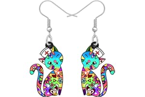 LONYOO Acrylique Chaton Boucles d’oreilles Chat Pendantes Anime Bijoux de Chat Cadeaux Femmes Filles Charms