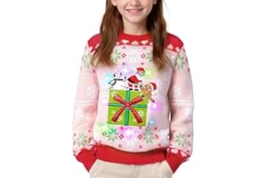 MELAND Christmas Jumper Kids, Light up Christmas Jumper for Girls Boys Age 5-16 Years Old, Unisex Ugly Xmas Sweater for Kids