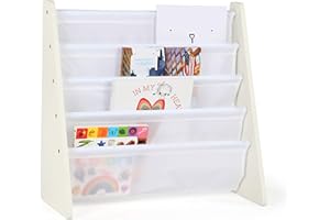 Humble Crew 4-poziomowy regał biblioteczka dla dzieci, regał na książki dla dzieci, półka na książki, biały/biały