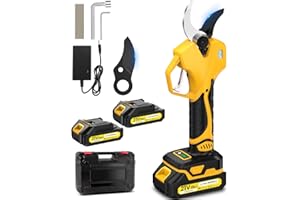 MUATCTAROM Forbici Potatura a Batteria,21V 2 * 2Ah, Forbice Potatura Funzionare Ininterrottamente per 6-10 ore, Forbici Potatura Elettriche Diametro di Taglio di 40-50 mm è Adatto per Frutteto,Giardino,Fattoria