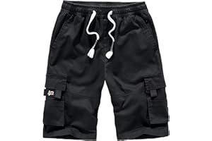 Beokeuioe Pantaloni corti da uomo per il tempo libero, estivi, con elastico, cargo, pantaloncini da uomo, estivi, multi tasche, sport, corti, con coulisse ed elastico, vestibilità regolare