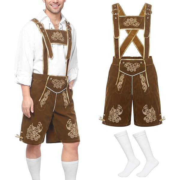 Oktoberfest Herren Kostüm Set - Lederhose Mit Hemd, Socken Und Hut
