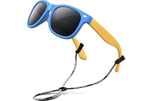 RIVBOS Kids Sunglasses Polarized Rubber UV Protection with Glasses Strap for Boys Girls Baby and Children Age 3-10 RBK004-2