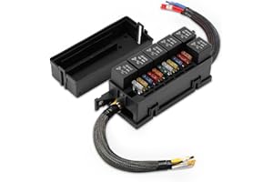GEARZAAR Caja de fusibles de relé de 12 V, soportes de fusibles de repuesto automático precableados con 11 fusibles de hoja ATC/ATO y 6 relés JD1912 de 40 A, kit de bloques de relé de fusibles para coche,