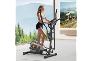 Neezee Ellittica,Macchina Ellittiche Magnetica con 16 Livelli di Resistenza,display LCD,Portaborraccia,Pedali antiscivolo,Capacità di Peso fino a 130KG,Cyclette Ellittica da Casa