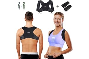 Faireach Corrector de Postura, Ajustable Corrector Espalda, Tejido Profesional de Neopreno Transpirable, Alivio de Dolor en la Clavícula Hombro Espinal, con 2 Piezas de Almohadillas Protectoras