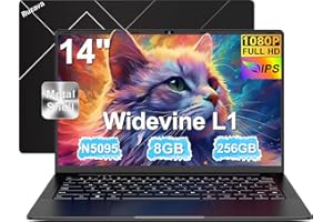 RUZAVA Ordenador Portátil 14 Pulgadas Celeron N5095 Upto 2,9 GHz Portatiles 8GB RAM 256GB SSD TF 1TB LPDDR4 Win11 5G WiFi 1920*1080 FHD Widevine L1 Laptop Película Protectora Español - Negro Cuerpo Metálico