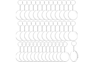 Duufin 120 Pieces Acrylic Keyring Blanks 2 Inch Clear Acrylic Circles Discs Key Chain Ring and Jump Ring for DIY Projects and Crafts
