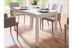 ‎MÖBELANDO möbelando Esszimmertisch Holztisch Küchentisch Auszugstisch Tisch Esstisch Crawley III Weiß