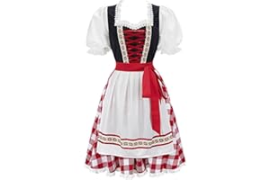 JUTRISUJO Dirndl Femme Oktoberfest Robe Traditionnelle pour Oktoberfest Trois Pièces Robe Chemisier Tablier Bavière Vêtements