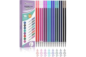GUTSACHE 16x Minas Recargables Borrables Multicolor, Compatibles con Legami, Punta: 0.7mm, Minas Termosensibles para Notas/Bocetos/Diario en Colores [8 Colores]