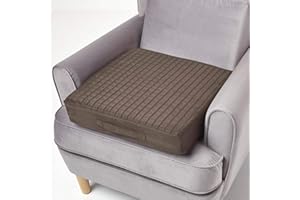 HOMESCAPES Coussin d’Assise déhoussable en suédine, Coussin rehausseur de Chaise et Fauteuil, 50x50x10 cm Chocolat