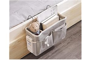 HOMEYUSER Bedside Pocket Hanging Storage Organizer Sofa Storage Pocket for Organizing Tablet Pad Magazine Books Phone Chargers and More Gadget (grey)