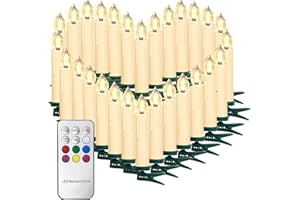 SUNJAS 10/20/30/40 bożonarodzeniowych świec LED, zestaw świec na choinkę z pilotem zdalnego sterowania, bezprzewodowe, kolorowe, 30