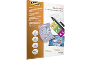 Fellowes Pochettes De Plastification A4 Finition Mate, Feuille Plastifieuse 80 Microns Lot De 25 Admire